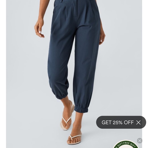 HALARA Mid Rise Zipper Pocket Casual Cotton Joggers Navy - Picture 4 of 5